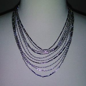 Silver multiple chain necklace
